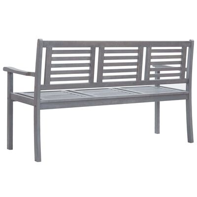 vidaXL 3-Seater Garden Bench with Cushion 150 cm Grey Eucalyptus Wood