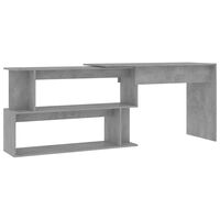 vidaXL Corner Desk Concrete Grey 200x50x76 cm Engineered Wood