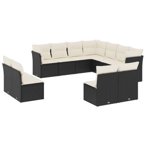 vidaXL 11 Piece Garden Sofa Set with Cushions Black Poly Rattan