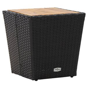 vidaXL Tea Table Black 41,5x41,5x43 cm Poly Rattan and Solid Acacia Wood