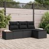 vidaXL Garden Sofa Set with Cushion 4 pcs Black Poly Rattan