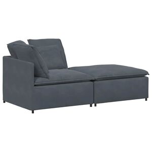 vidaXL Modular Sofa with Footstool&Cushions Velvet Dark Grey