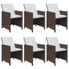 vidaXL 7 Piece Garden Dining Set with Cushions Poly Rattan Brown