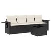 vidaXL 5 Piece Garden Sofa Set with Cushions Black Poly Rattan
