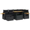 vidaXL 7 Piece Garden Sofa Set with Cushions Black Poly Rattan