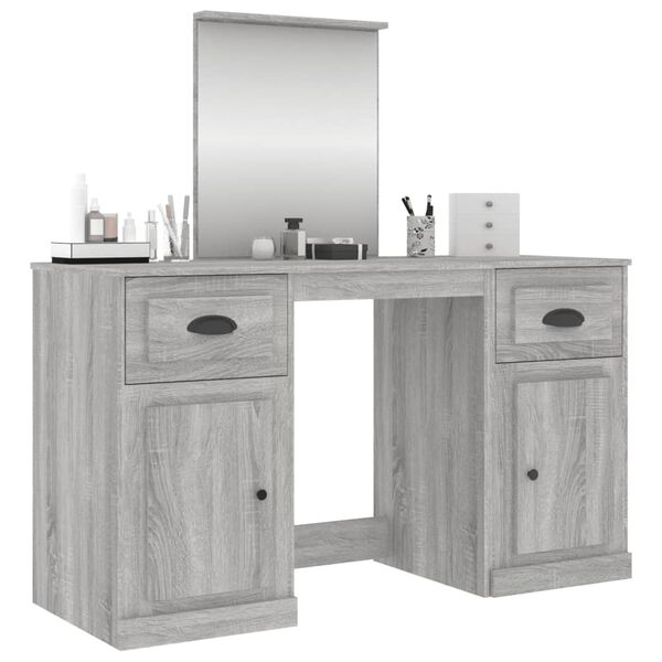 vidaXL Dressing Table with Mirror Grey Sonoma 130x50x132.5 cm