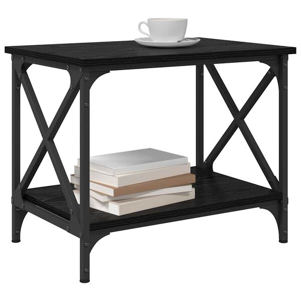 vidaXL Side Table Black Oak 55 x 38 x 45 cm Engineered Wood