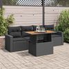 vidaXL 5 Piece Garden Sofa Set with Cushions Black Poly Rattan