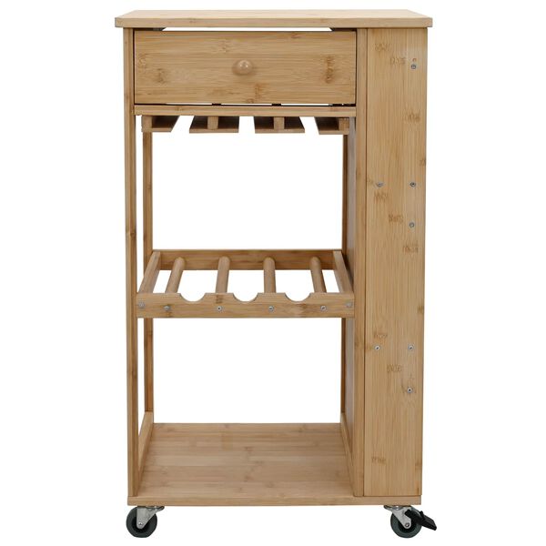 vidaXL Kitchen Trolley with Wheels Natural 47.5 x 36 x 83 cm Bamboo