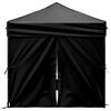 vidaXL Folding Party Tent with Sidewalls Black 2x2 m
