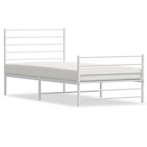 vidaXL Metal Bed Frame without Mattress with Footboard White 107x203cm