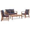 vidaXL 4 Piece Garden Lounge Set with Cushions Solid Acacia Wood