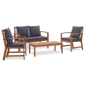 vidaXL 4 Piece Garden Lounge Set with Cushions Solid Acacia Wood