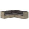 vidaXL 5 Piece Garden Lounge Set with Cushions Grey Poly Rattan