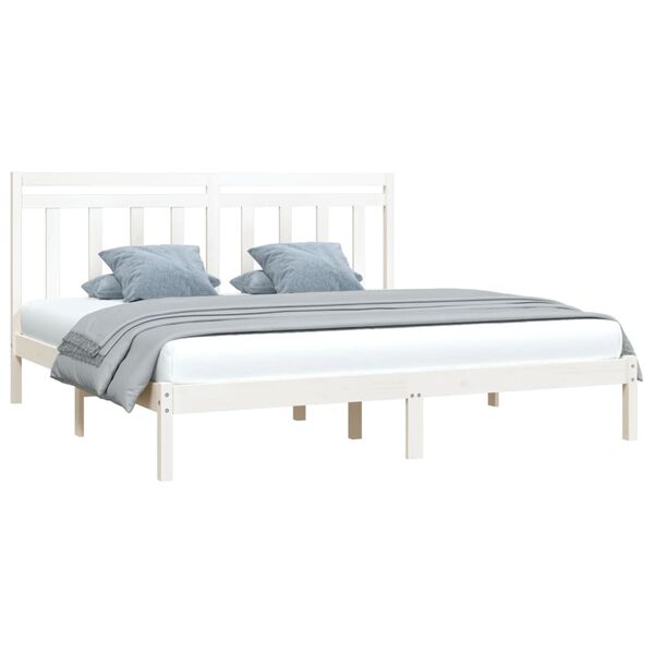 vidaXL Bed Frame without Mattress White 180x200 cm Super King Solid Wood