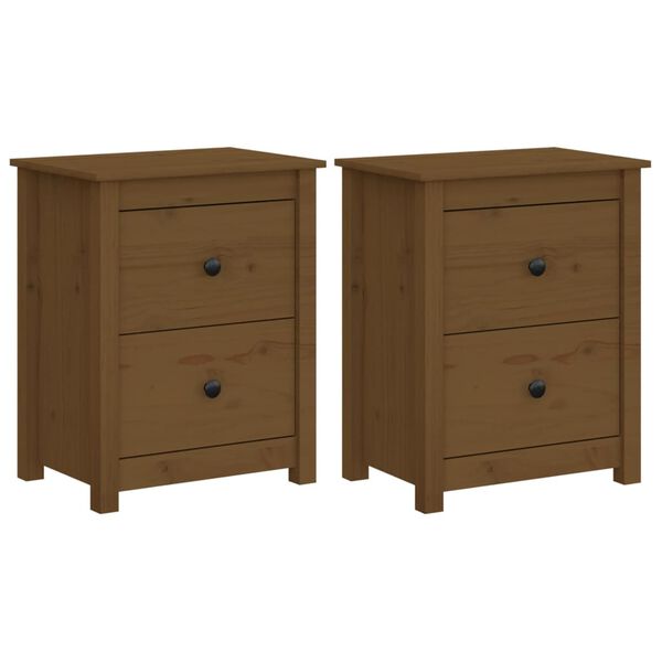 vidaXL Bedside Cabinets 2 pcs Honey Brown 50x35x61.5 cm Solid Wood Pine