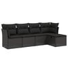 vidaXL 5 Piece Garden Sofa Set with Cushions Black Poly Rattan