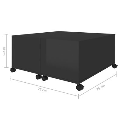 vidaXL Coffee Table High Gloss Black 75x75x38 cm Engineered Wood