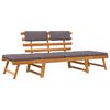 vidaXL 2-in-1 Garden Daybed with Cushion 190 cm Solid Acacia Wood