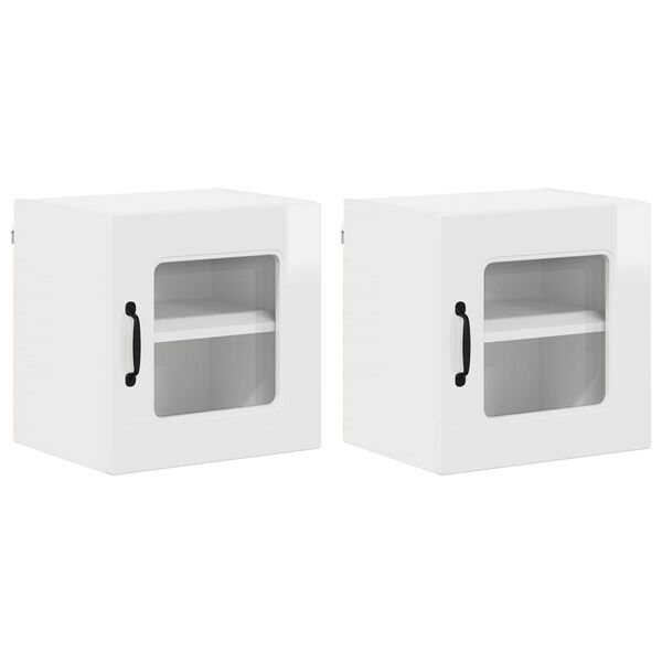 vidaXL Kitchen Cabinet Kalmar 2 pcs High Gloss White 40 x 31 x 40 cm