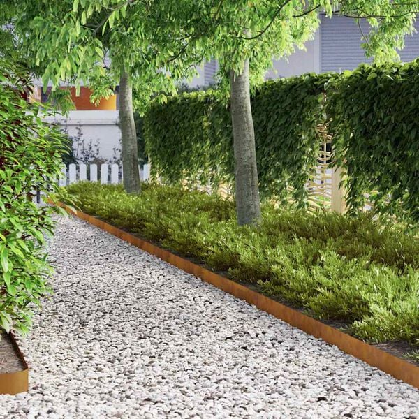 vidaXL Lawn Edging 4 pcs Rusty 450 x 0.05 x 10 cm Weather Steel