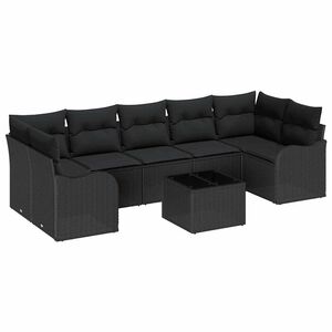 vidaXL Garden Sofa Set 8 pcs 7-Seater Black