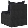 vidaXL Garden Middle Sofas with Cushions 2 pcs Black Poly Rattan