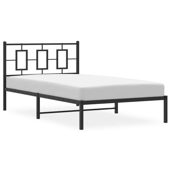 vidaXL Metal Bed Frame without Mattress with Headboard Black 107x203cm