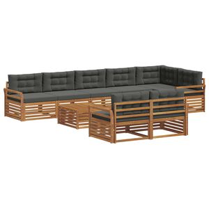 vidaXL Outdoor Sofa Set with Cushion 9 pcs Natural and Anthracite