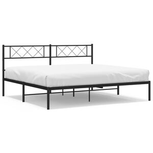 vidaXL Metal Bed Frame without Mattress with Headboard Black 180x200cm