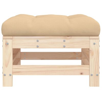 vidaXL Garden Footstool with Cushion Solid Wood Pine
