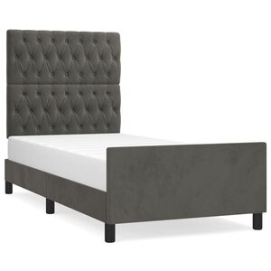 vidaXL Bed Frame without Mattress Dark Grey 107x203 cm King Single Size Velvet