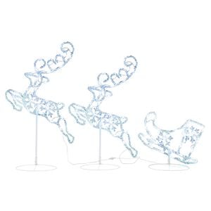 vidaXL Christmas Reindeer & Sleigh | White | Acrylic | Large