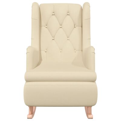 vidaXL Armchair with Solid Rubber Wood Rocking Legs Cream Fabric
