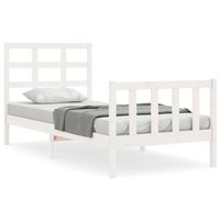 vidaXL Bed Frame with Headboard White 90x190 cm Single Solid Wood