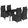 vidaXL 5 Piece Garden Dining Set with Cushions Black Poly Rattan