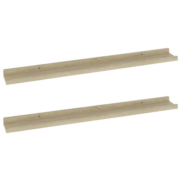 vidaXL Wall Shelves 2 pcs Sonoma Oak 80x9x3 cm