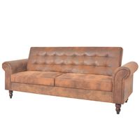 vidaXL Convertible 2-Seater Sofa with Armrests Artificial Suede Brown