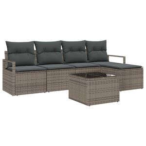 vidaXL Sofa Set with Cushion with Storage 6 pcs Light Grey Poly Rattan