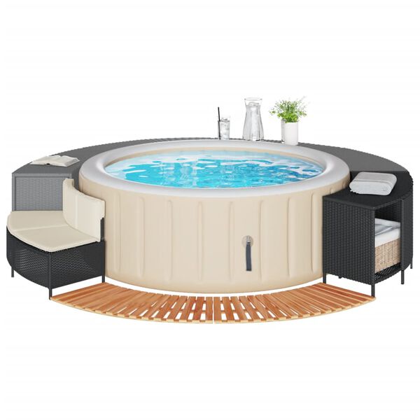 vidaXL Hot Tub Surround Black Poly Rattan and Solid Wood Acacia