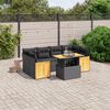 vidaXL 7 Piece Garden Sofa Set with Cushions Black Poly Rattan