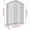 vidaXL Arched Gabion Basket 100x30x120/140 cm Galvanised Iron