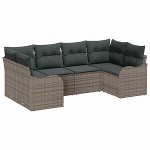 vidaXL Garden Sofa Set 6 pcs Grey Poly Rattan