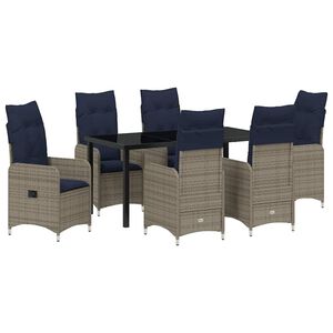 vidaXL Garden Dining Set 7 pcs Black Poly Rattan