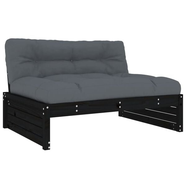 vidaXL 5 Piece Garden Lounge Set with Cushions Black Solid Wood