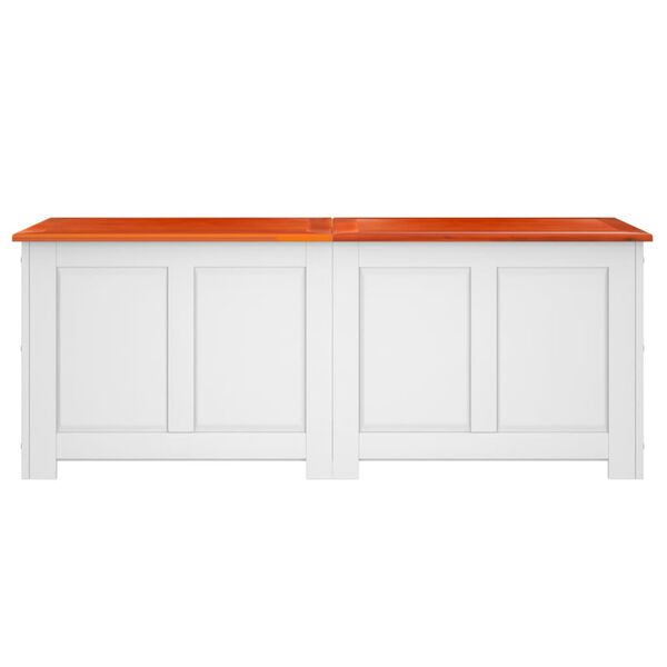 vidaXL Storage Chest with Lid Brown and White Solid Wood Acacia
