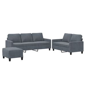 vidaXL 3 Piece Sofa Set with Cushions Dark Grey Velvet