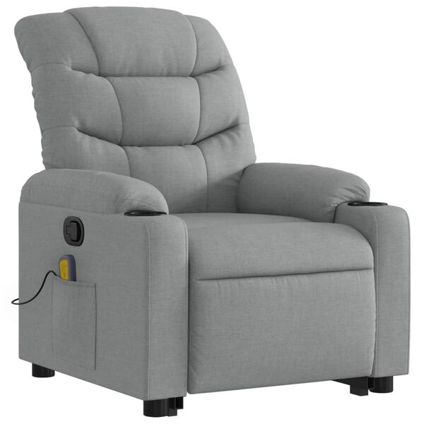 vidaXL Stand up Massage Recliner Chair Light Grey Fabric
