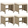 vidaXL Garden Stools 4 pcs with Cushions Poly Rattan Beige