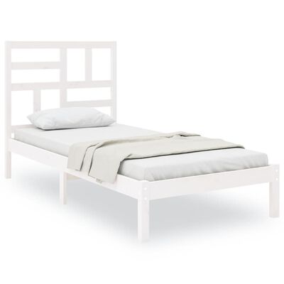 vidaXL Bed Frame White Solid Wood 90X190 cm Single